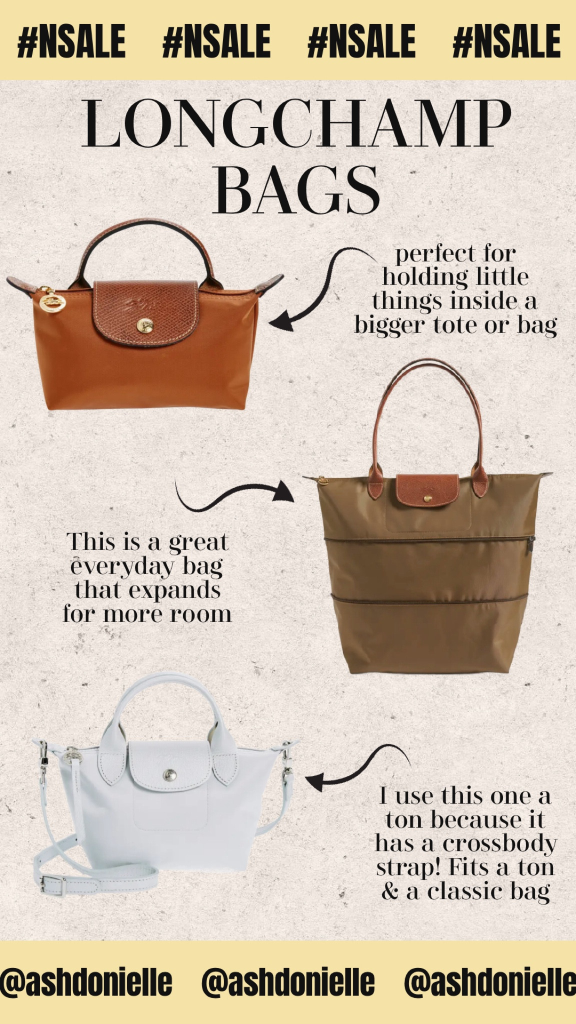 Longchamp bags that are included in the NSALE - one of my favorite brands! Quality is amazing 👏🏻 

#LTKItBag #LTKxNSale #LTKSaleAlert
