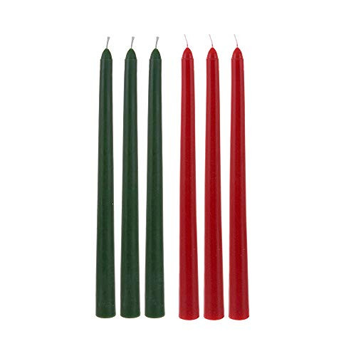 Mega Candles 6 pcs Unscented Festive Green and Red Taper Candles, 10 Inch x 5/8 Inch, Home Décor, Christmas, Holidays, Baby Showers, Birthdays, Celebrations, Party Favors, Memorable Events | Amazon (US)