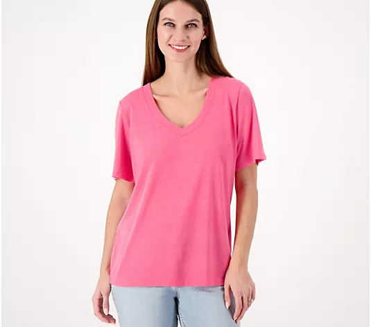 Peace Love World Mia V-Neck Knit Tee - QVC.com | QVC