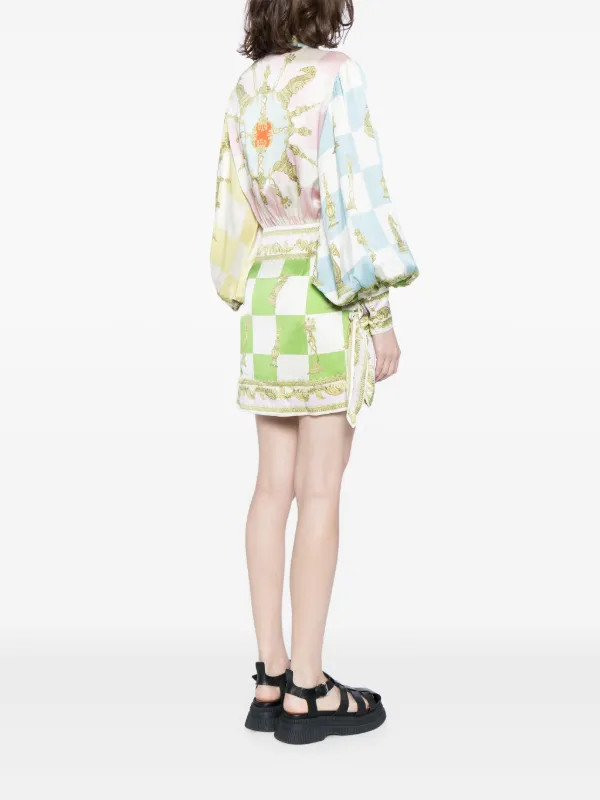 ALEMAIS Checkmate Silk Mini Dress - Farfetch | Farfetch Global