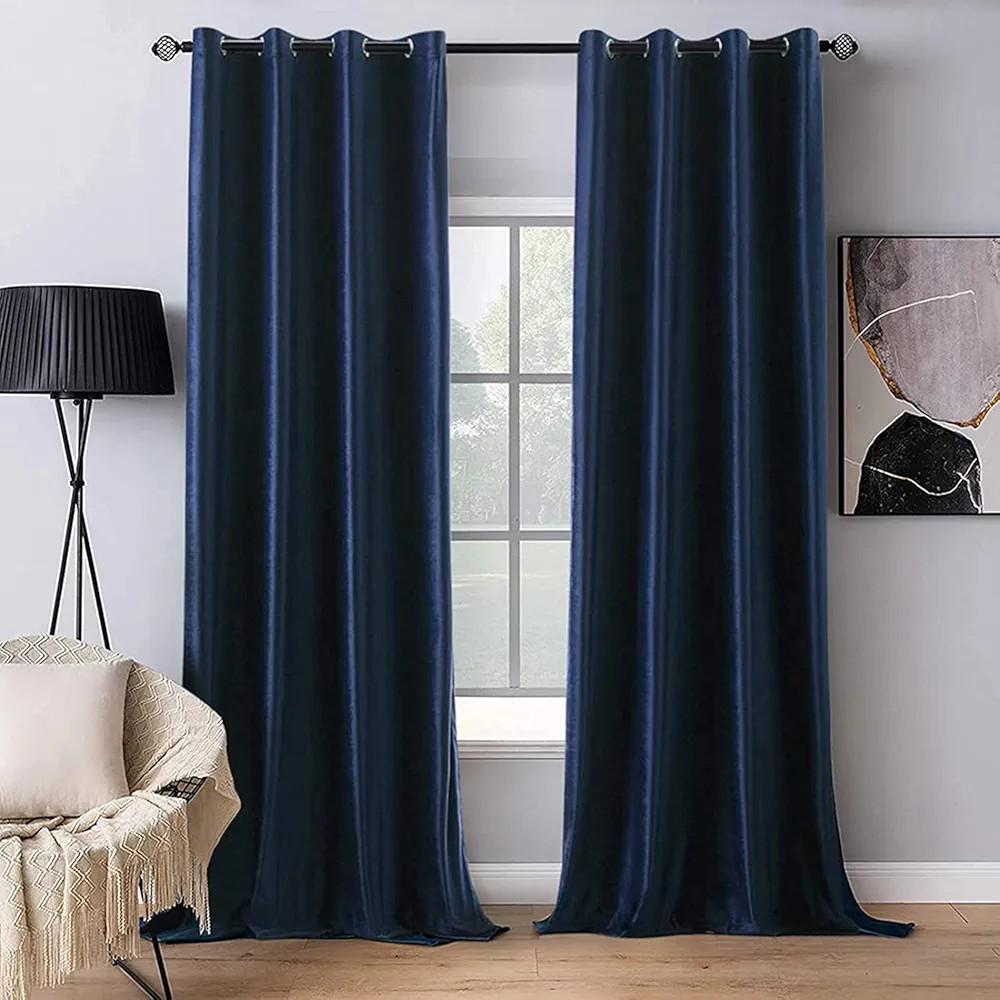 MIULEE 2 Panels Blackout Velvet Curtains Solid Soft Grommet Navy Blue Curtains Thermal Insulated ... | Amazon (US)