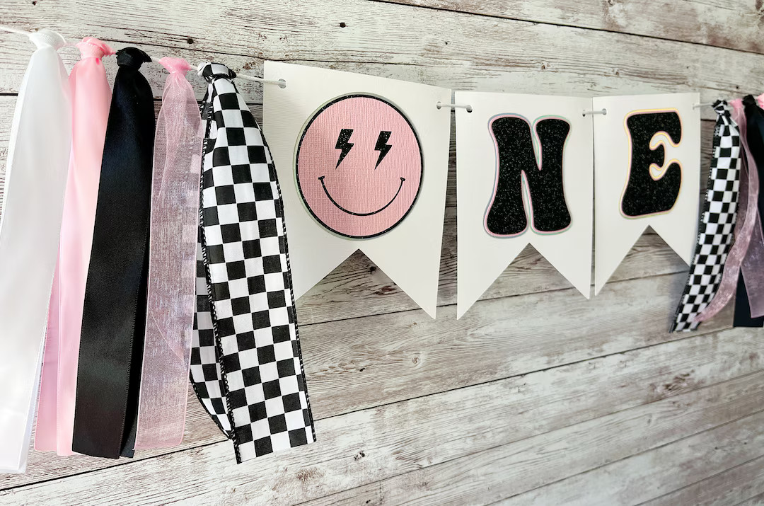 Pink One Happy Babe, One Cool Girl, One Happy Girl Birthday Banner, Pink Smiley Face Party Decor,... | Etsy (US)