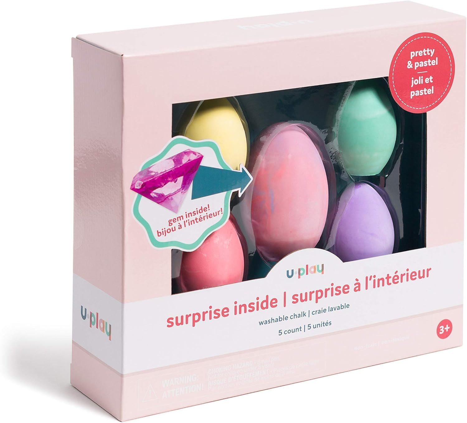U Brands U Play Gem Surprise Inside Chalk Eggs, Washable, Multicolored, 5 Pieces and 1 Toy | Amazon (CA)
