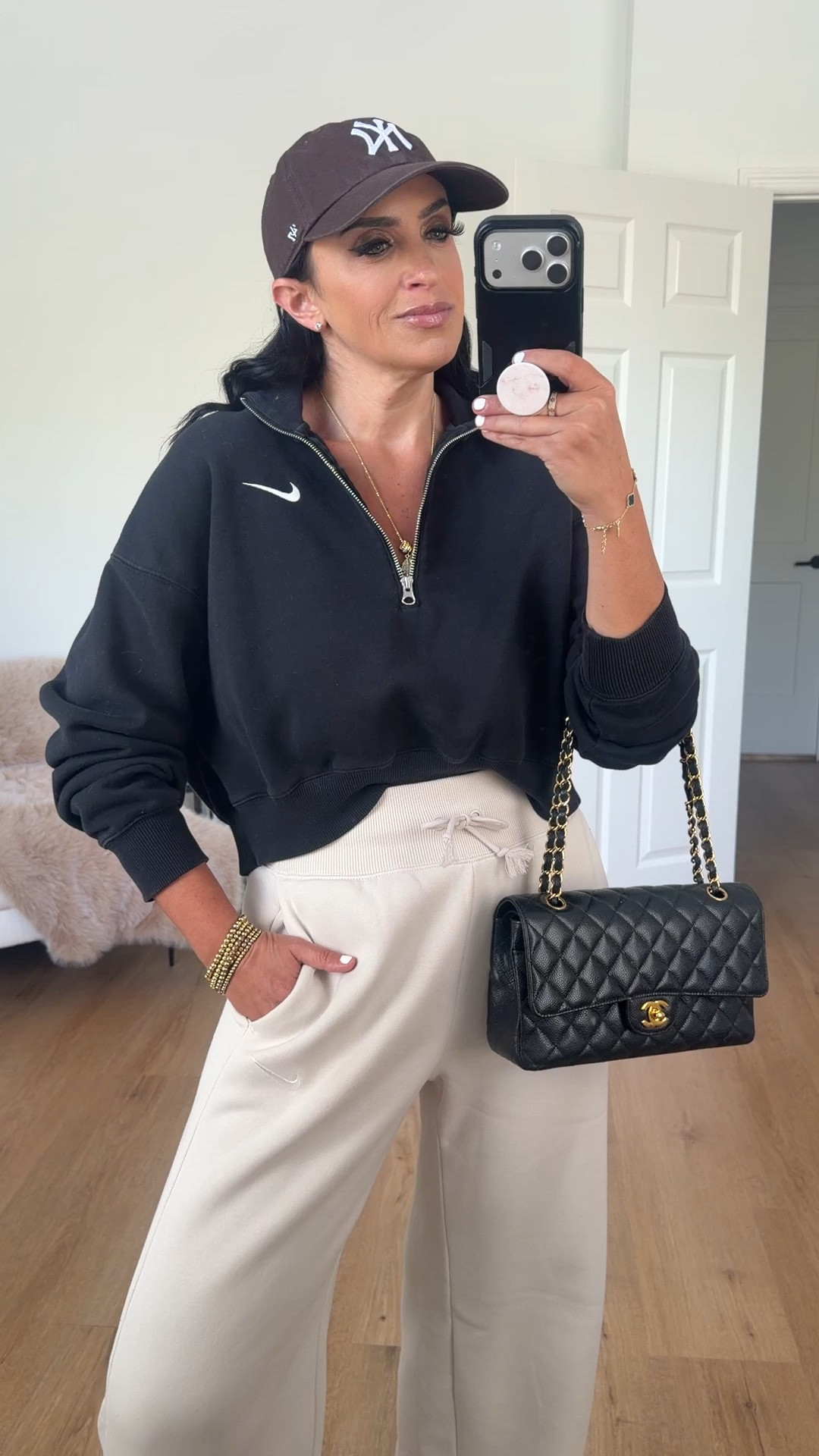 Nike phoenix fleece 1/4 zip cropped sweatshirt now 25% off. I own in over 5 colors. One of my favorites for over 3 years now