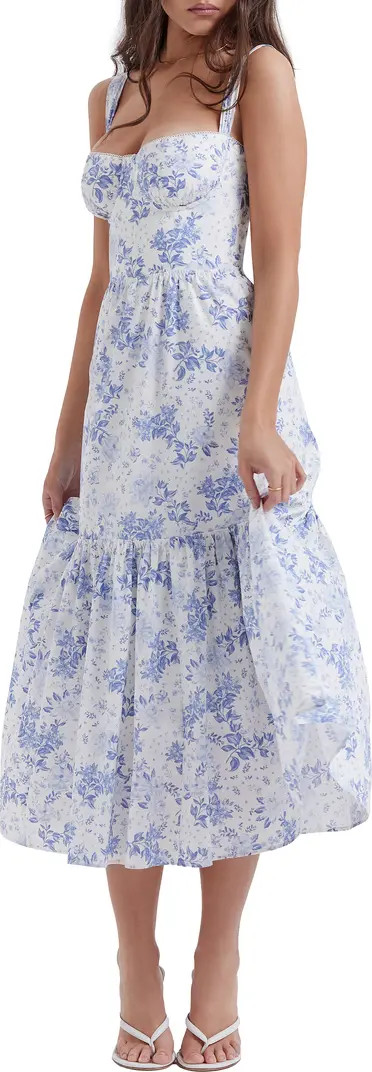Elia Floral Stretch Cotton Blend Corset Sundress | Nordstrom