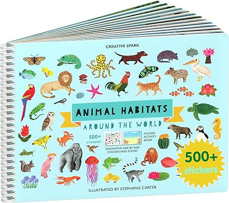 Cupkin Animal Sticker Book Activity for Kids, Toddler Airplane Travel Essentials, 500+ Habitat St... | Amazon (US)