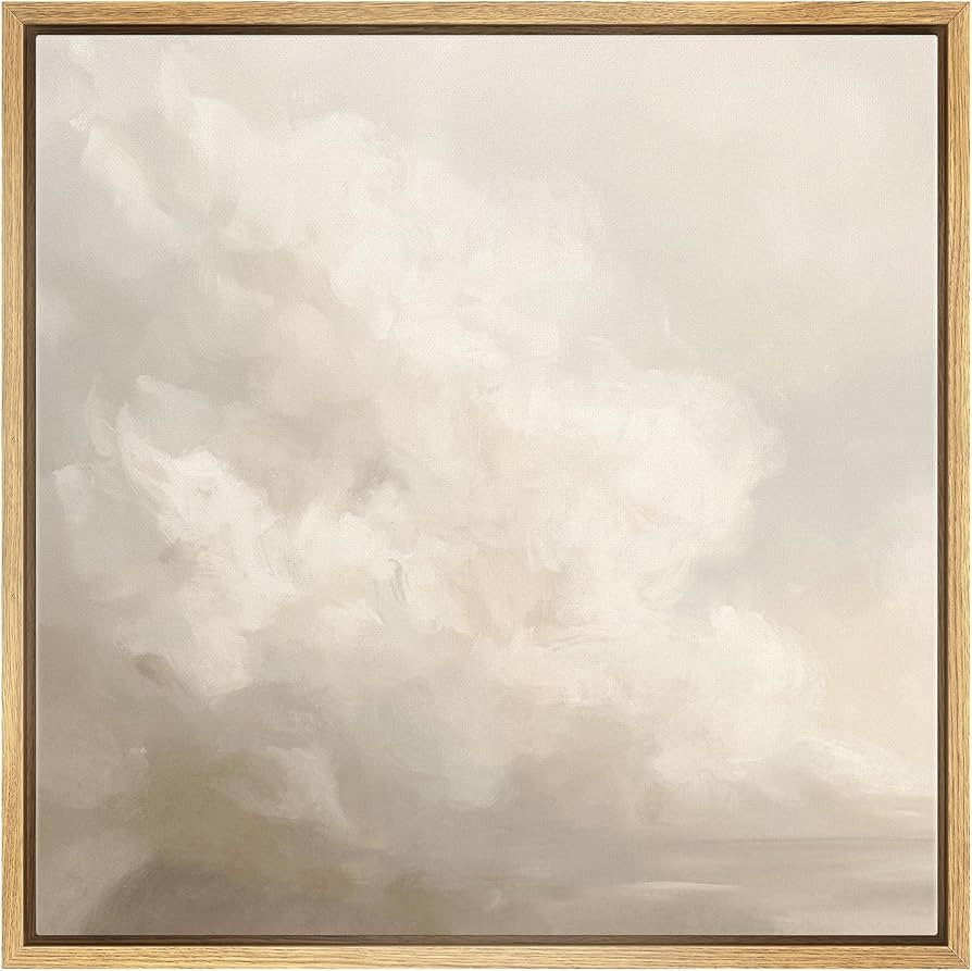 SIGNWIN Framed Canvas Print Wall Art Cloudy Sky Neutral Soft Beige Atmospheric Landscape Illustra... | Amazon (US)