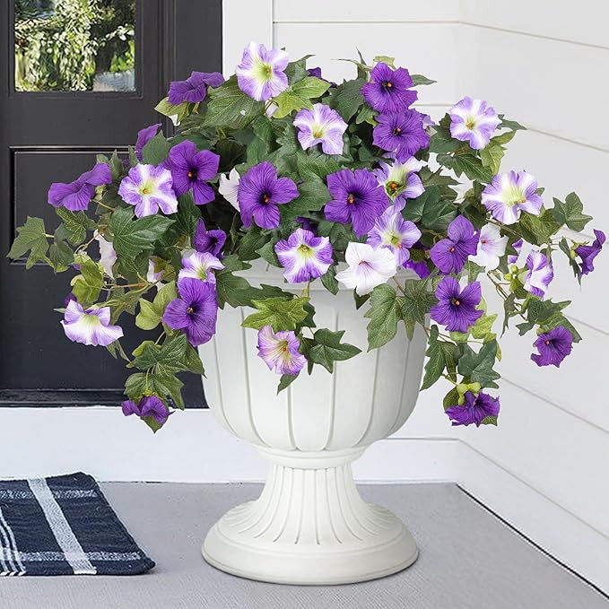 Artificial Fake Flowers Plants for Outdoor Decoration, 2PCS Spring Faux Petunias Silk Flower UV R... | Amazon (US)