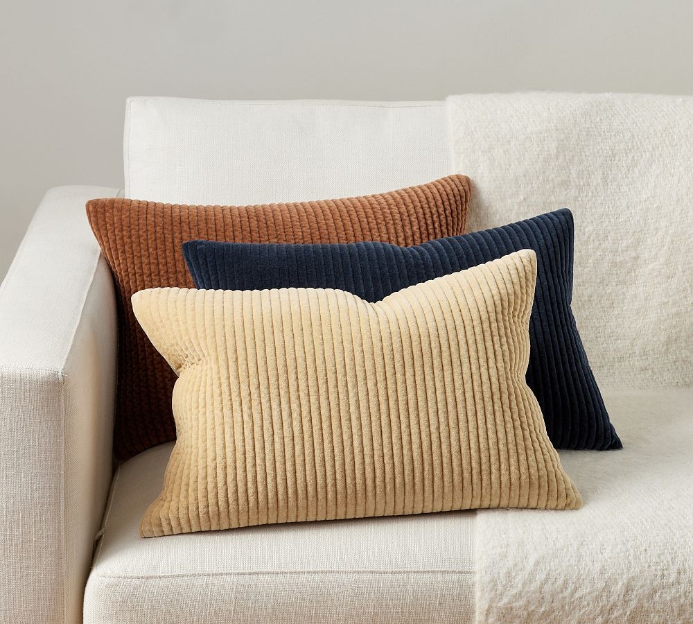 Quilted Velvet Lumbar Pillow | Pottery Barn (US)