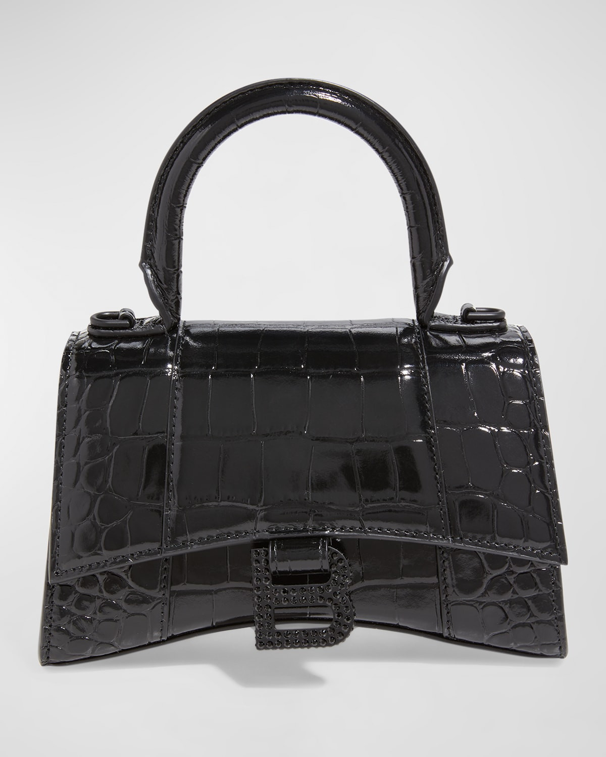 Hourglass XS Croc-Embossed Bag | Neiman Marcus