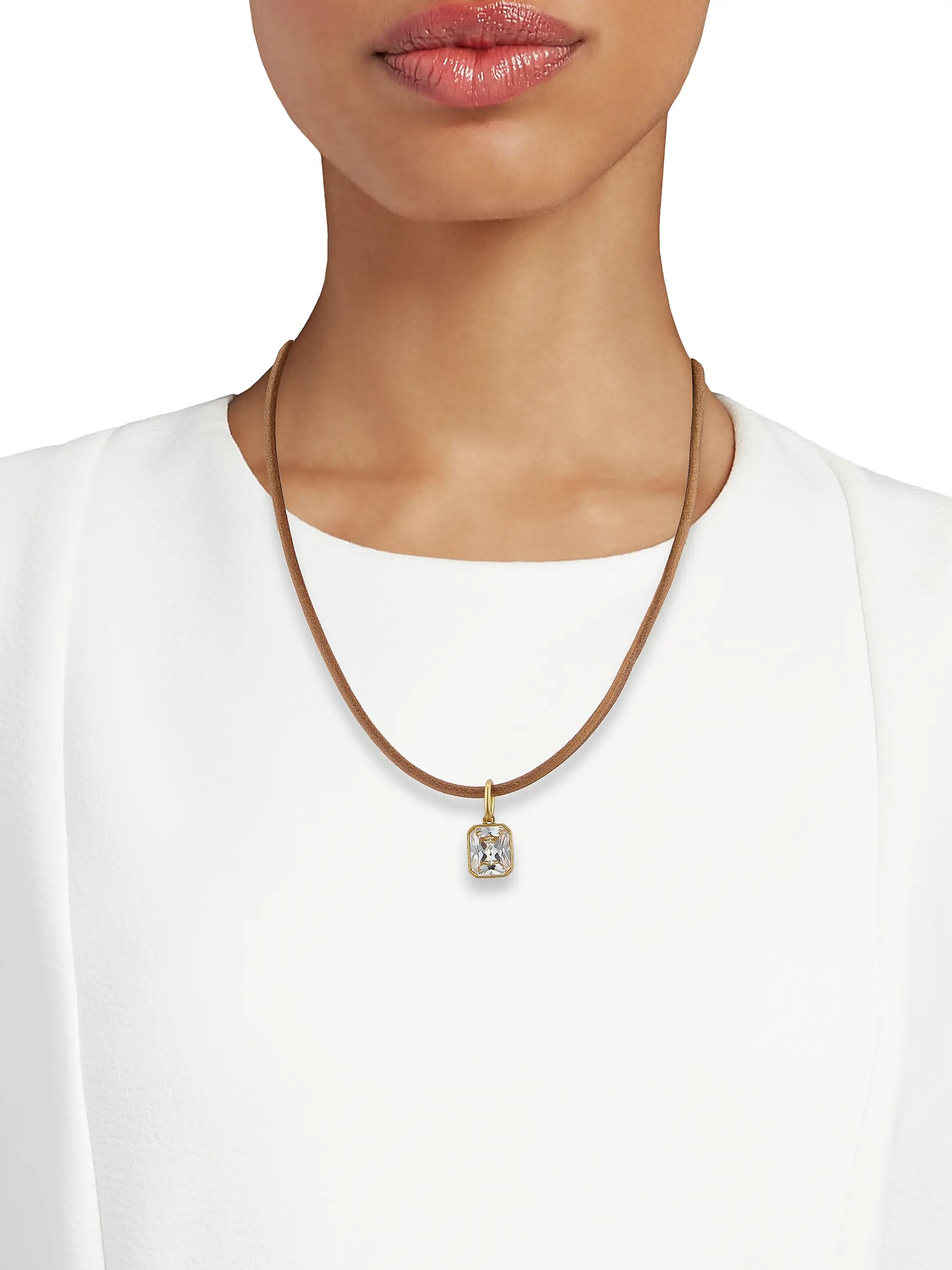Gem Palace The Raj Goldtone, Leather & Crystal Pendant Necklace | Saks Fifth Avenue