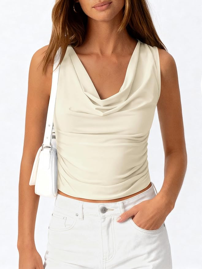 BTFBM Cowl Neck Tank Tops for Women 2026 Spring Summer Sleeveless Dressy Blouses Business Casual ... | Amazon (US)