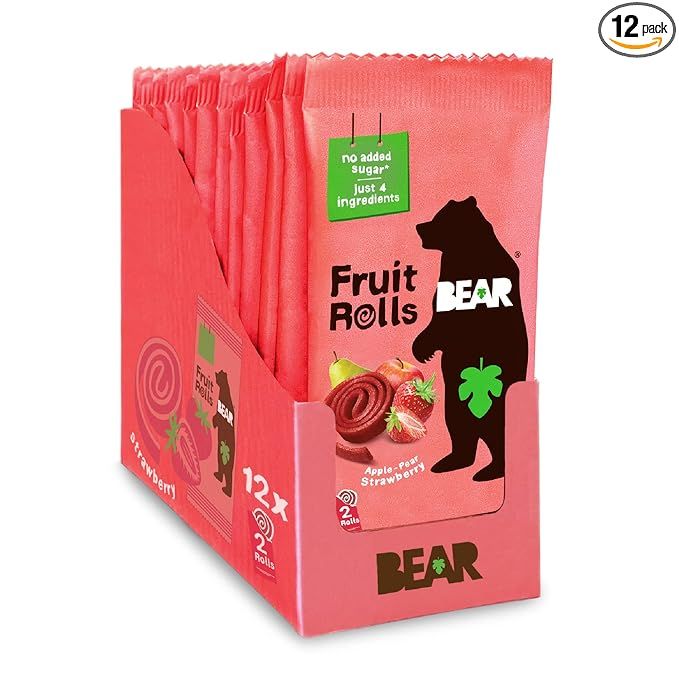 BEAR Real Fruit Snack Rolls - Gluten Free, Vegan, and Non-GMO - Strawberry – Healthy School And... | Amazon (US)