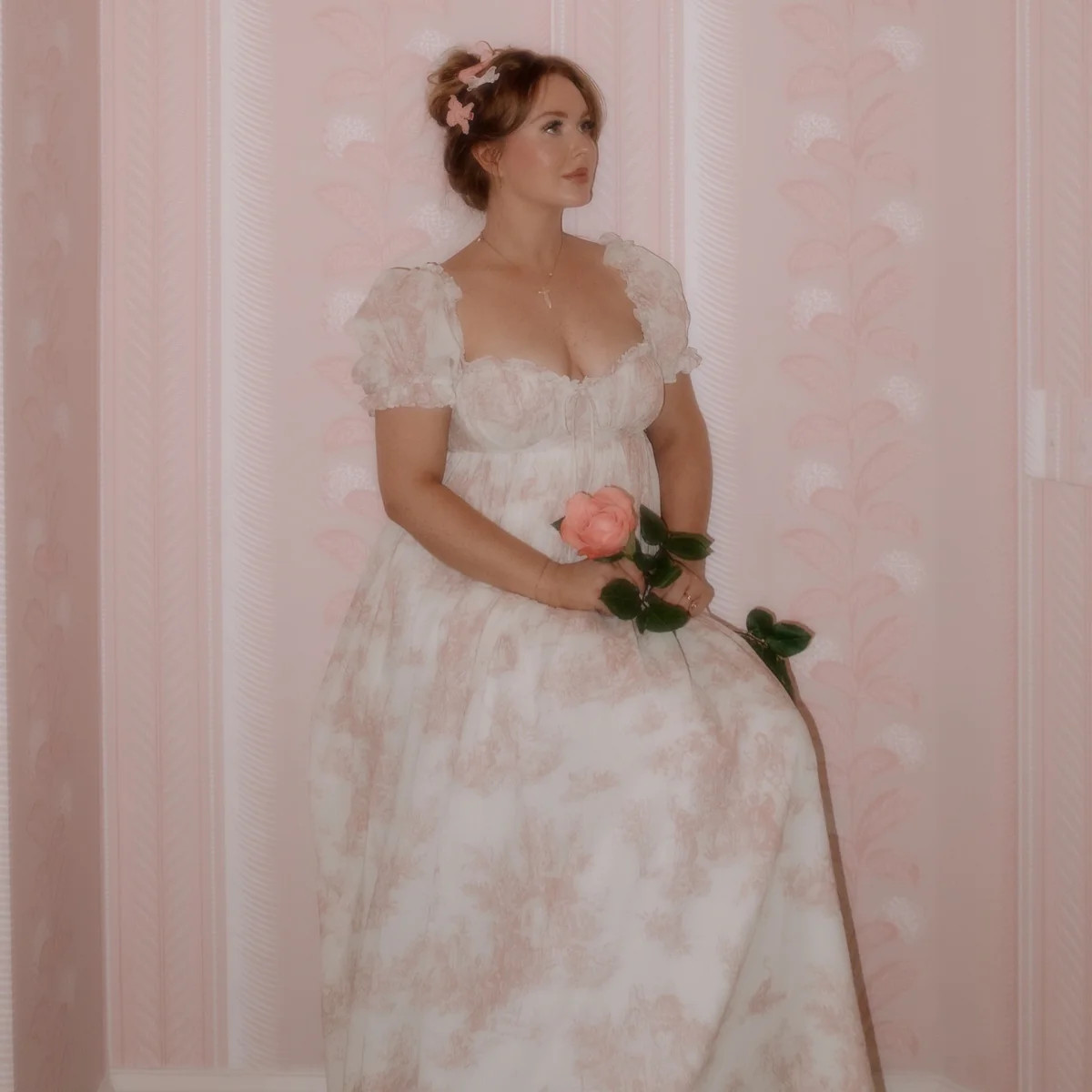 Olivia 100% Cotton Maxi Dress in Pink Toile - Bump Friendly *1/30 PRE- | Worth Collective