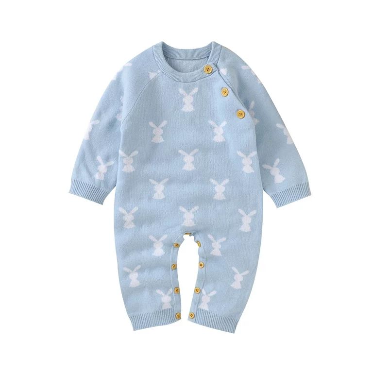 aturustex 0-18 Months Baby Girls Boys Easter Sweater Romper Bunny Print Sleeveless Knit Jumpsuits... | Walmart (US)