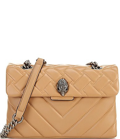 Kurt Geiger London Large Silver Tone Quilted Kensington Shoulder Bag - Camel | Dillard's