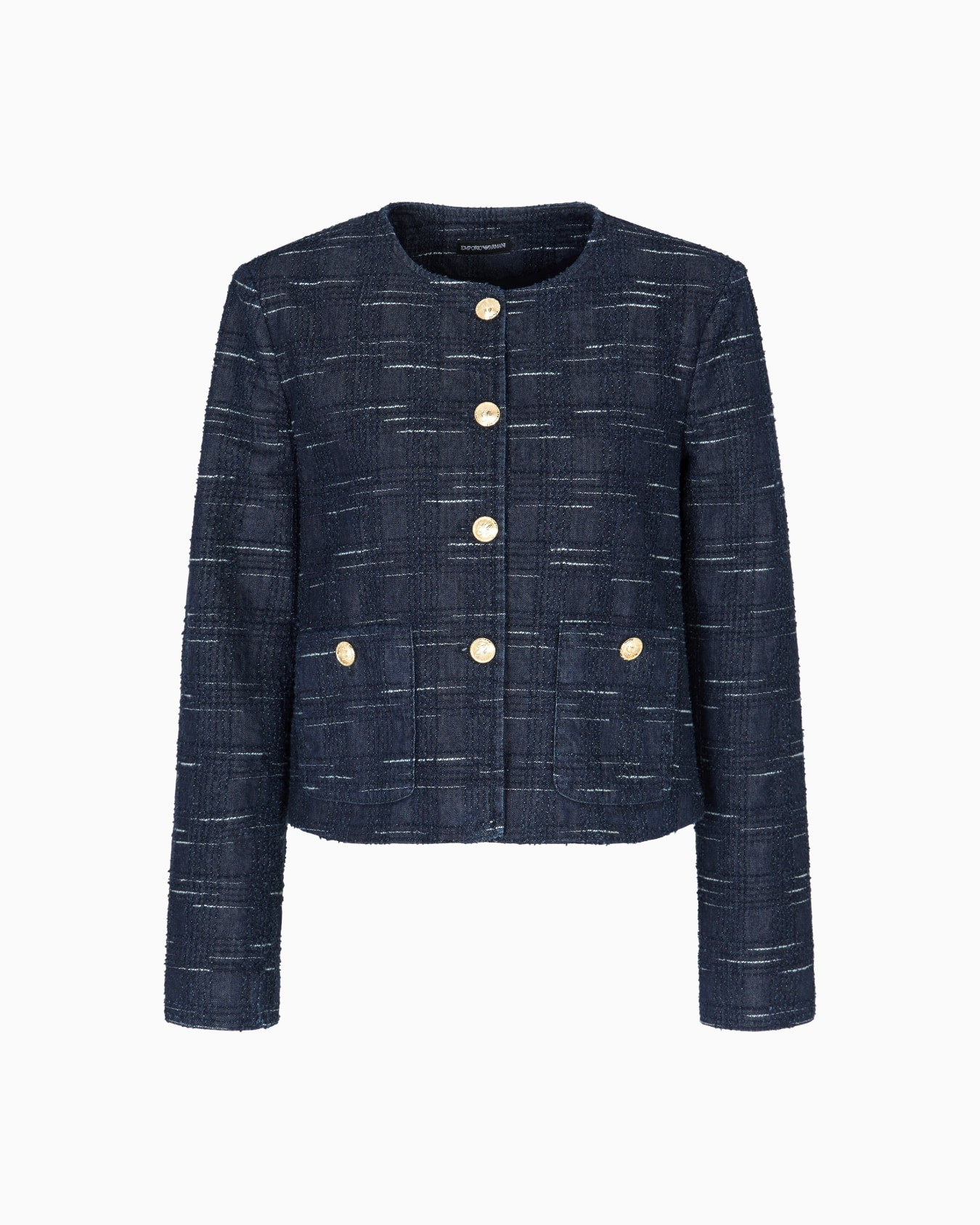Check motif jacquard denim jacket | Armani US