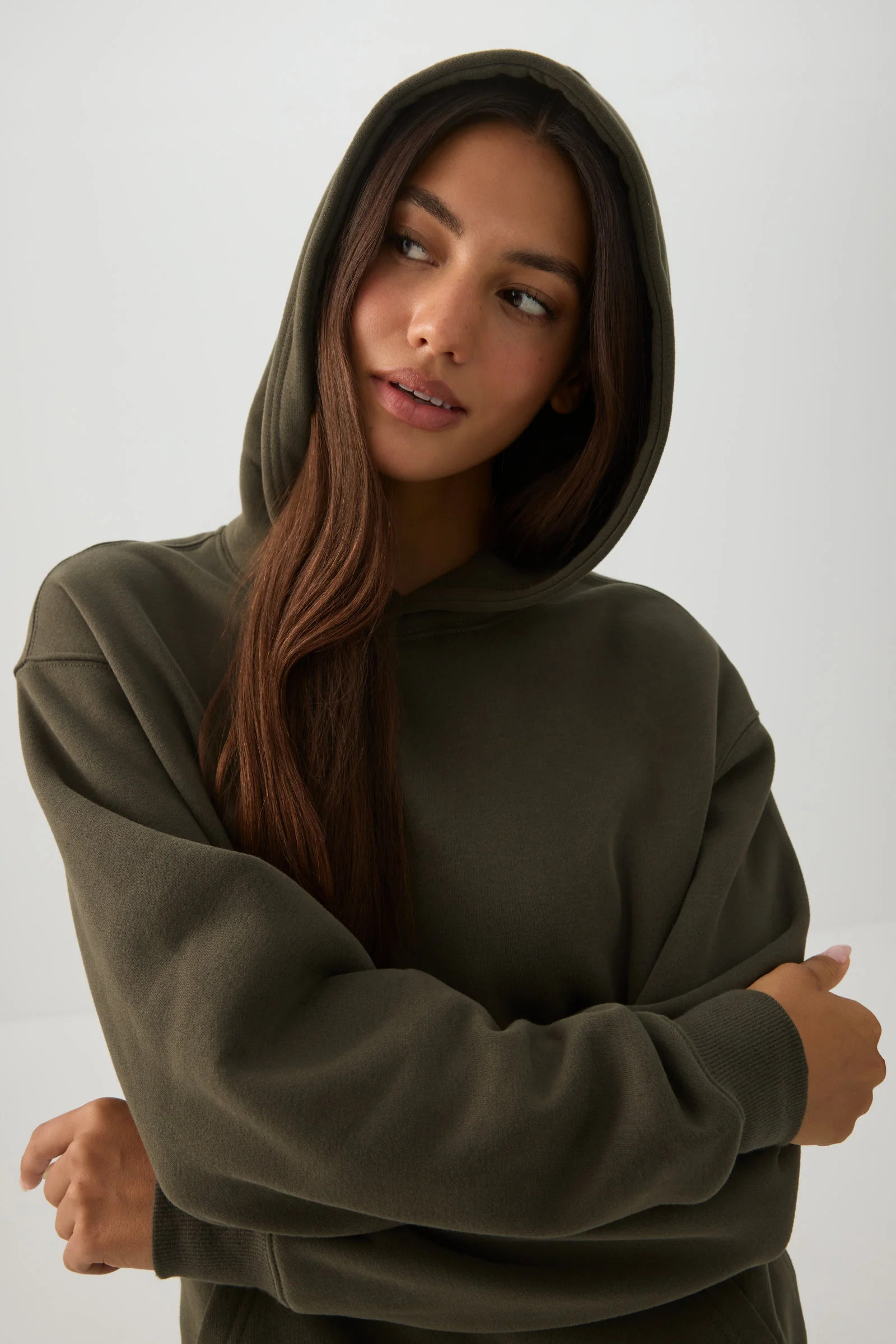 MADESOFT\u2122 Fleece Hoodie Wild Olive | Ardene Canada | Ardene US
