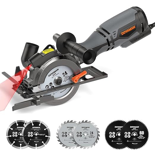 DOVAMAN Circular Saw, 5.8A 4-1/2" Circular Saw w/Laser, Metal Auxiliary Handle, 6 Blades (4½", 4... | Amazon (US)