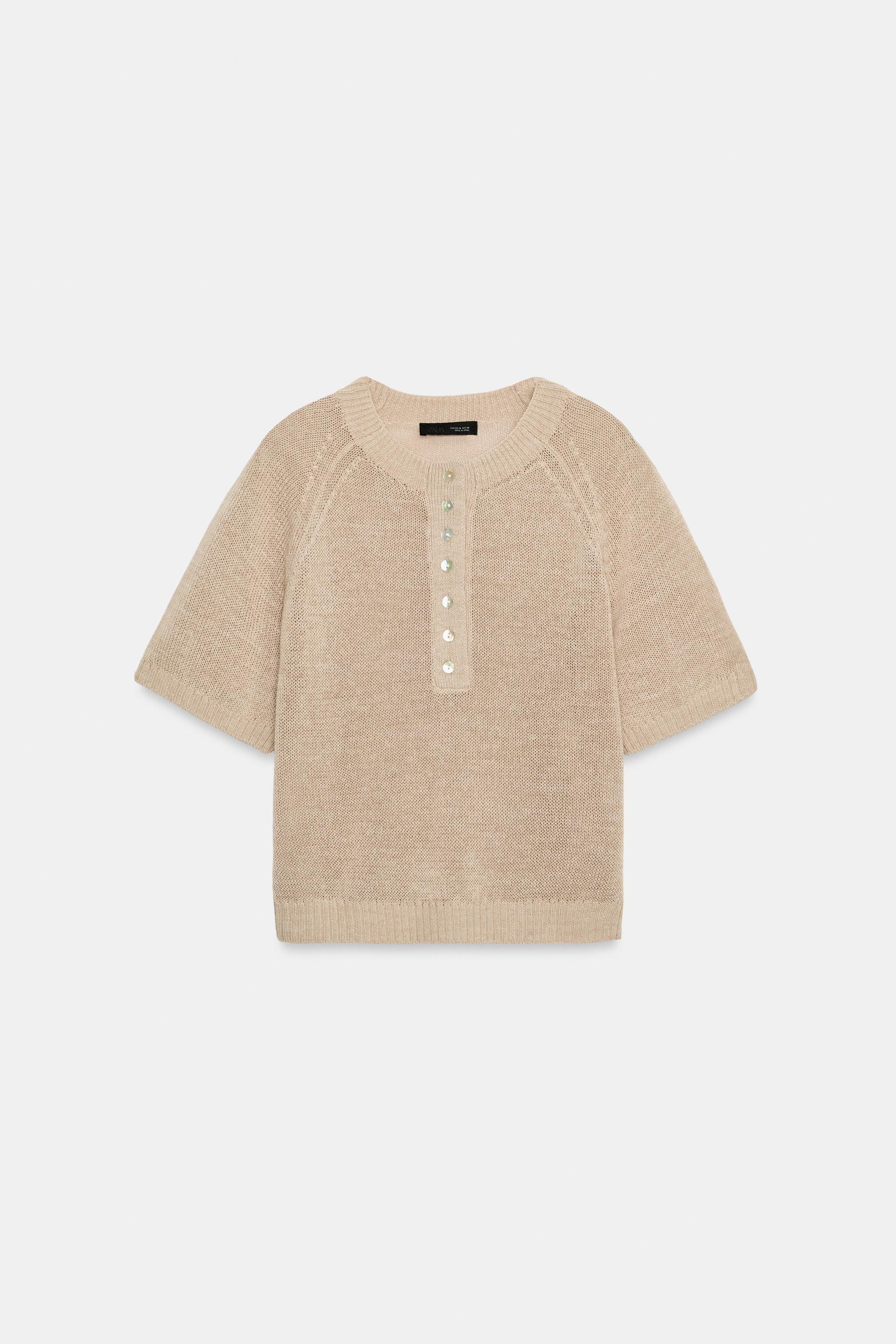 SHORT SLEEVE BUTTON KNIT JUMPER | Zara Canada