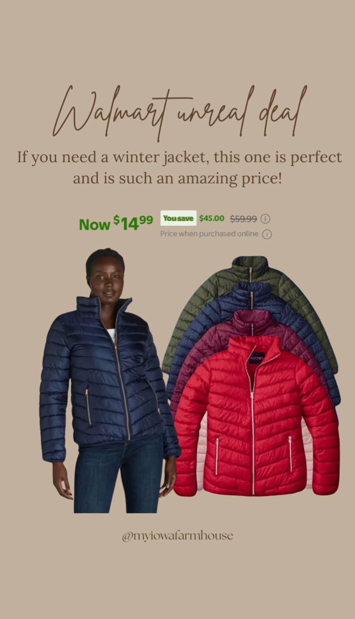This puffer jacket is so rich looking and is on sale for an unbelievably low price at Walmart!

#LTKSaleAlert #LTKSeasonal