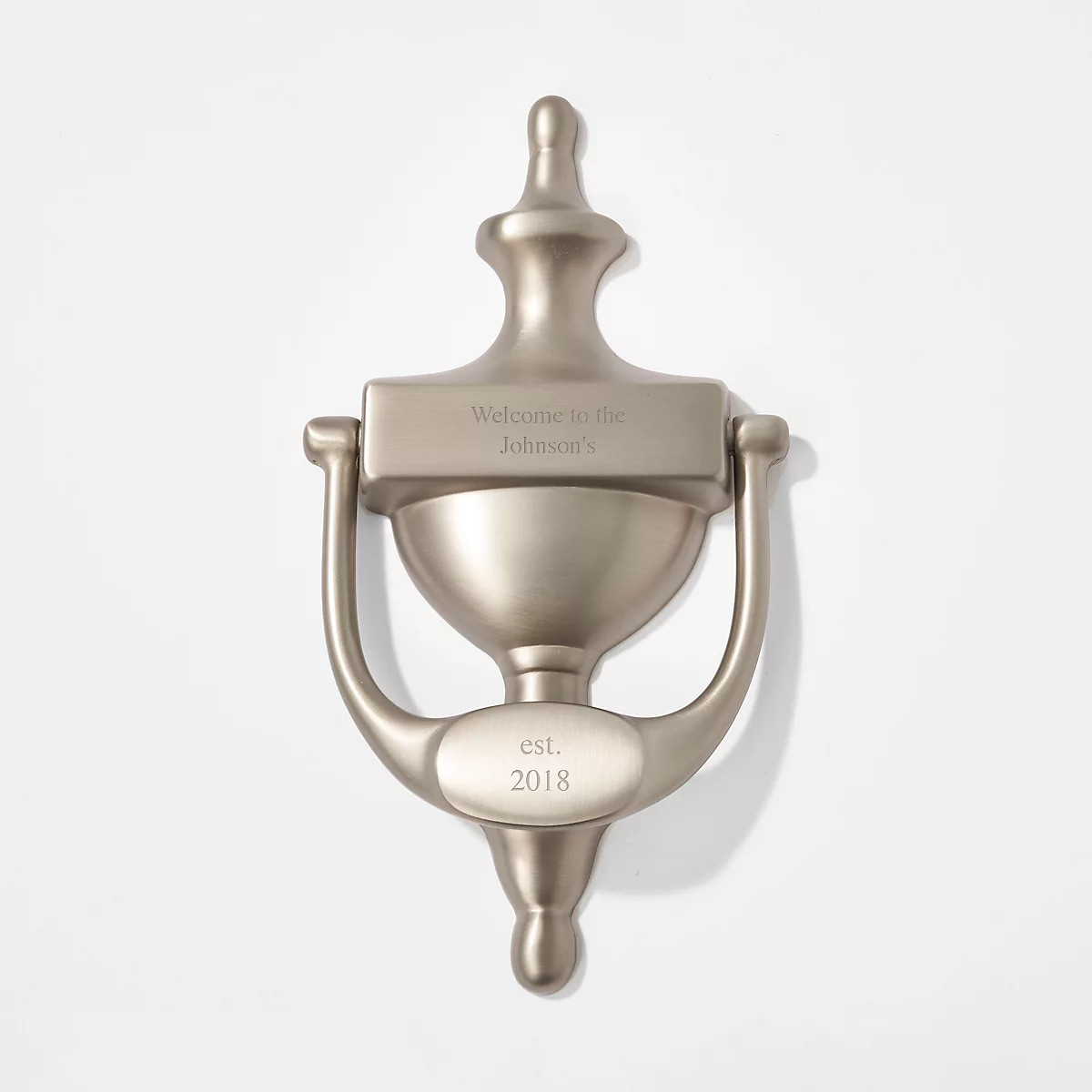 Classic Satin Nickel Brass Door Knocker | Things Remembered