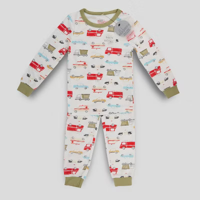Milkberry Soft Bamboo Pajamas Infant Pajama Set for Boys in White Cars and Trucks Pattern - Size 24 Months | Target