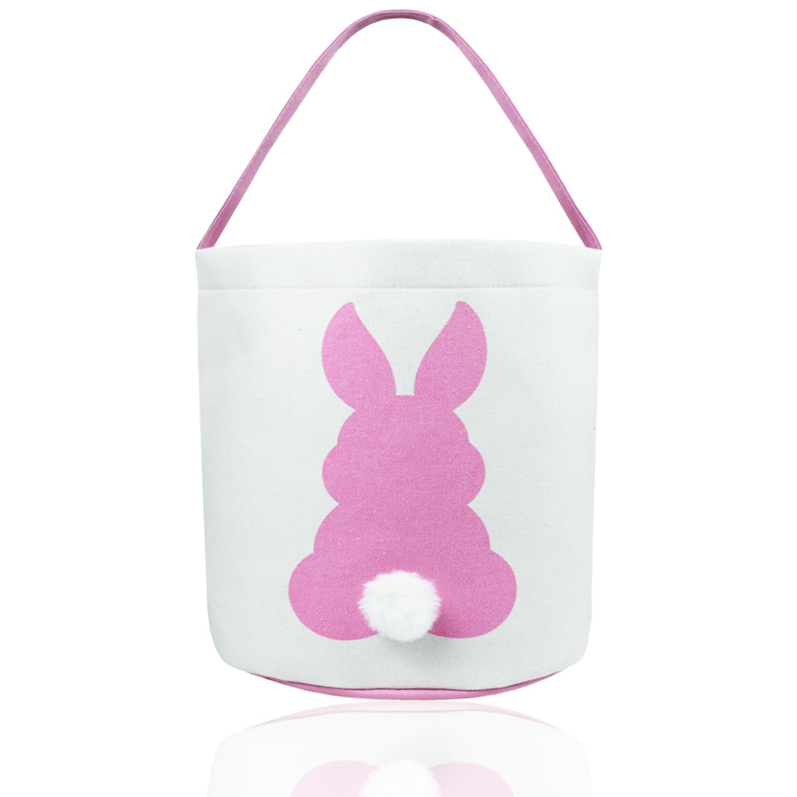 Easter Bunny Basket Pinkly Rabbit Bucket Canvas Tote Printed Bunny Fluffy Tails for Easter Egg Hu... | Amazon (US)
