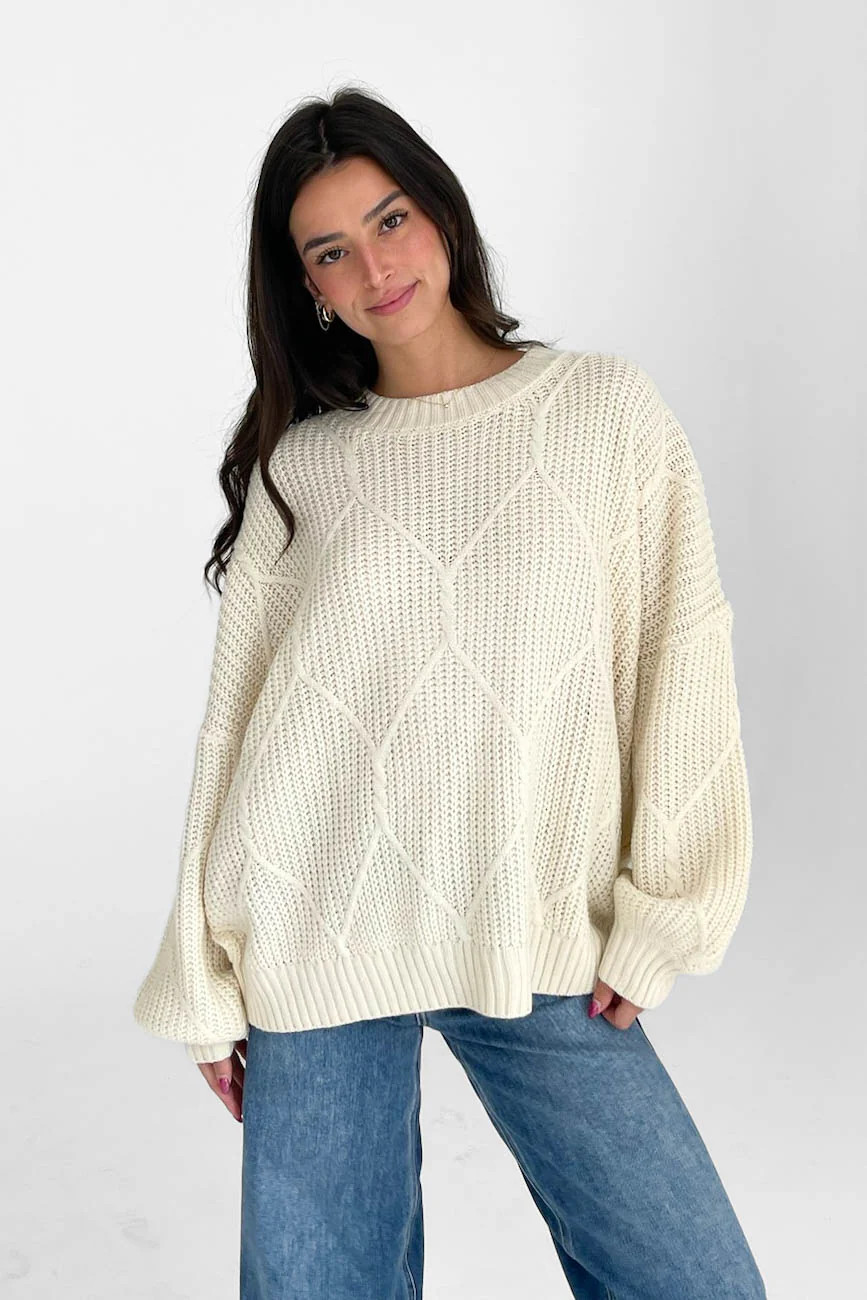 Logan Oversized Sweater in Cream | Grey Bandit
