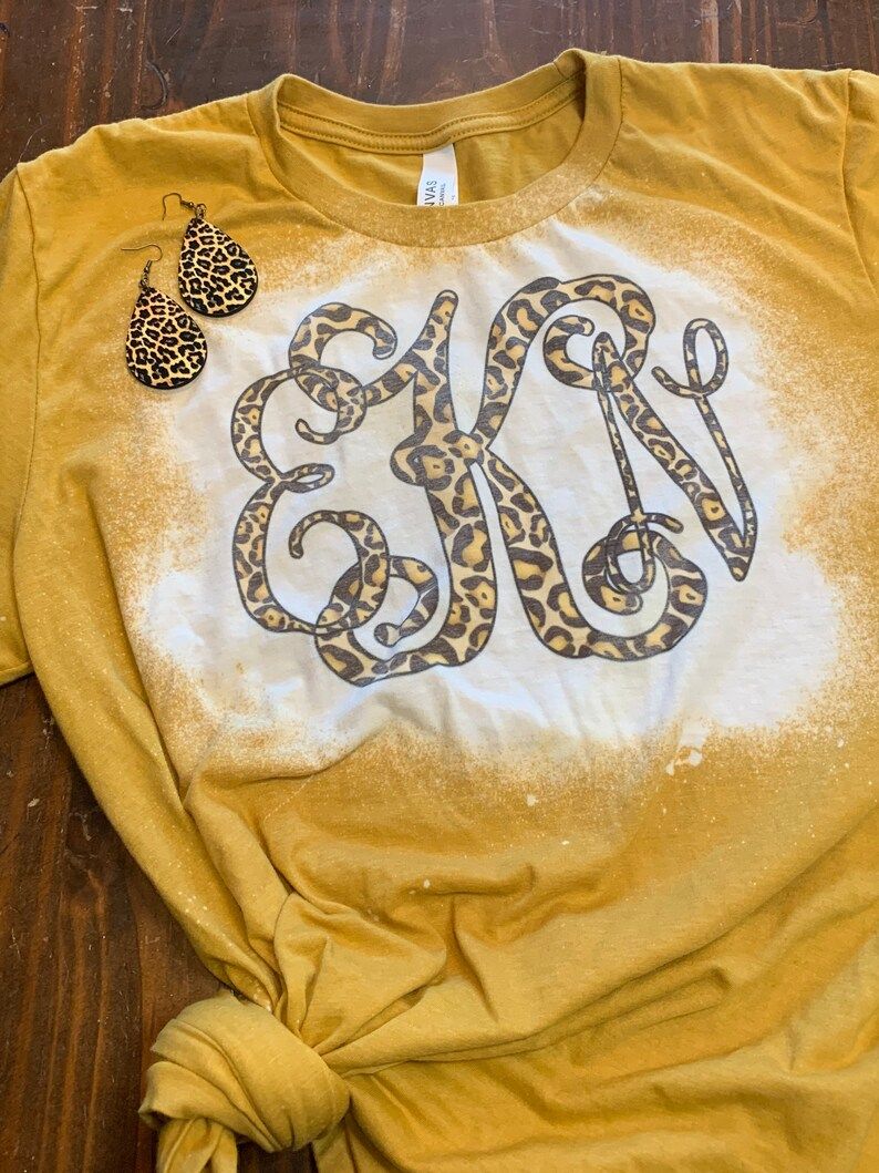 Leopard Monogram Tee, Bleached Tees, Monogram Shirts, Vintage Tees, Leopard Print, Vintage, Monog... | Etsy (US)