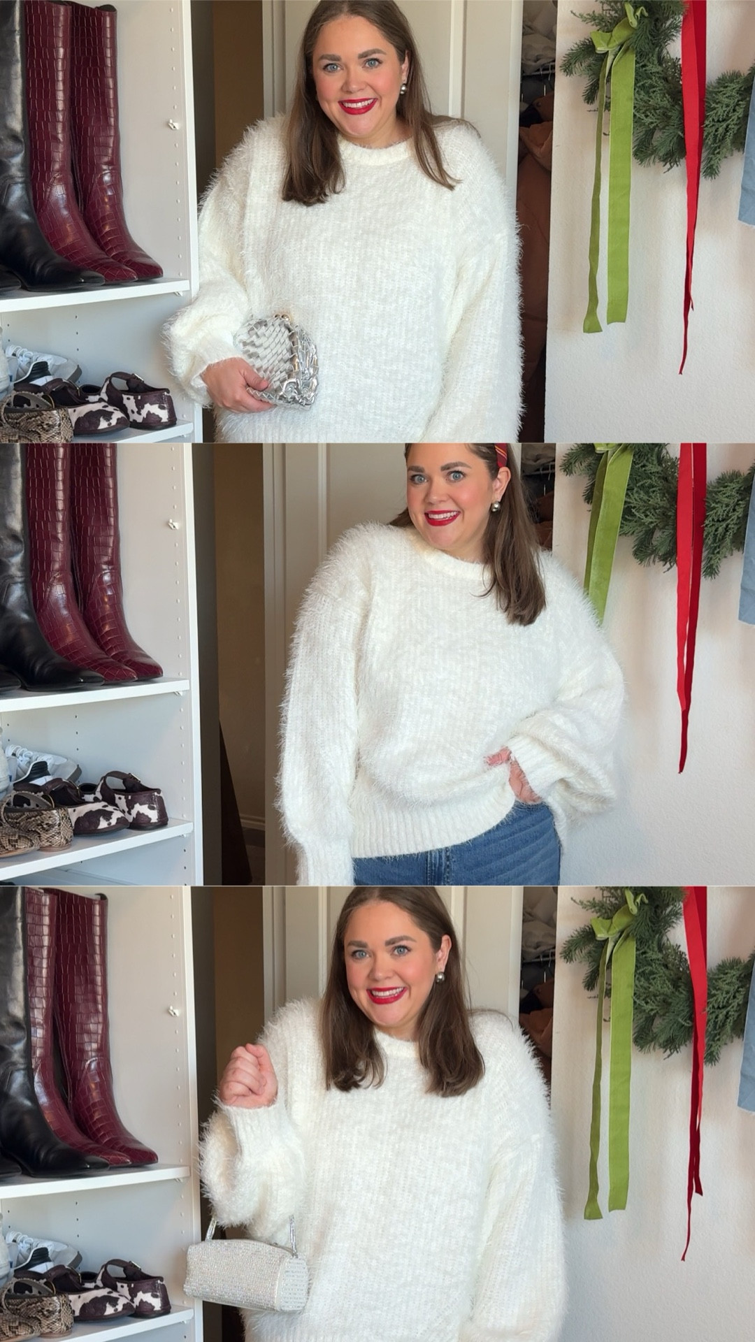 Plus size holiday outfit inspo. Wearing 2x in sweater for oversized fit. Sizing on everything else is on individual posts  

#LTKHoliday #LTKFindsUnder50 #LTKPlusSize