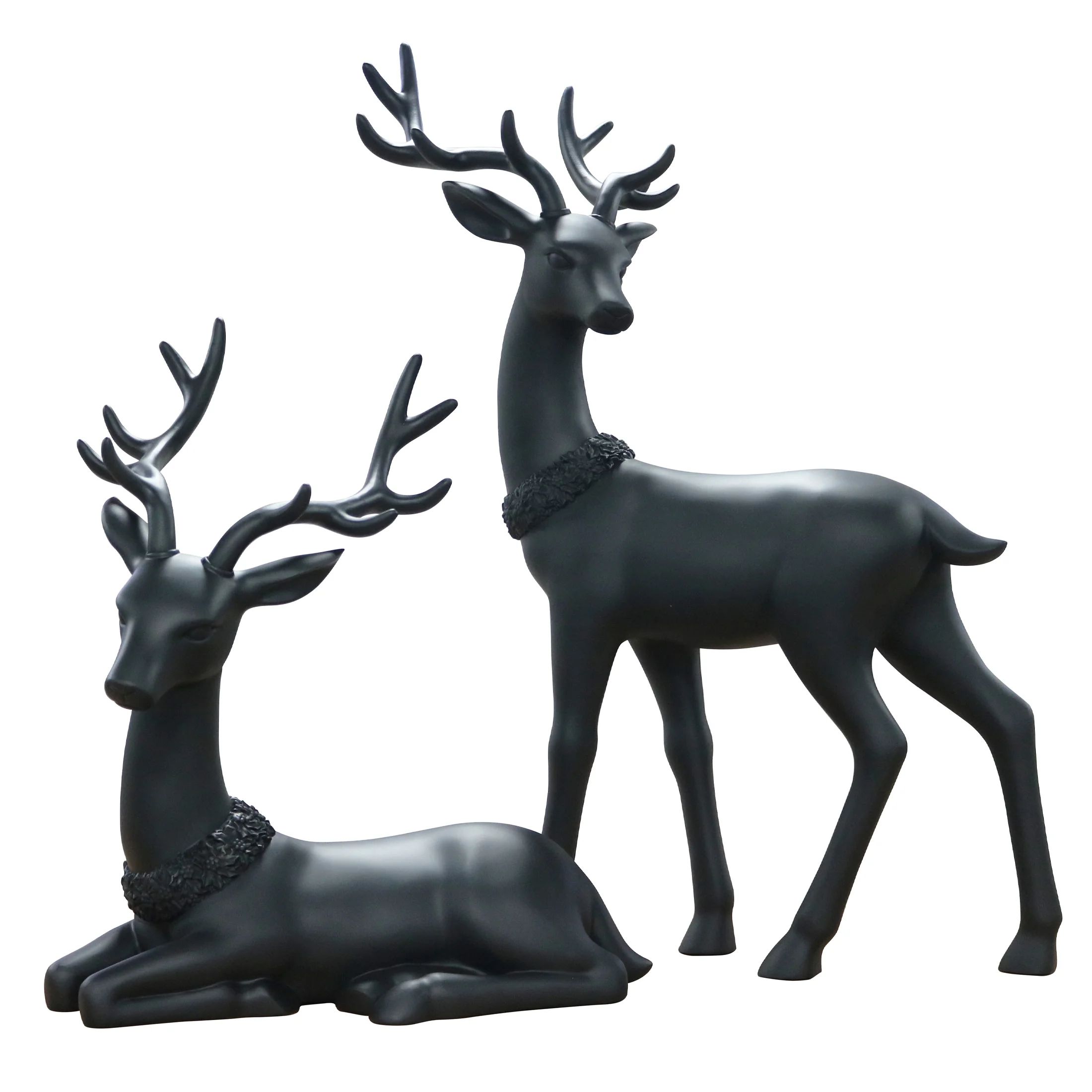 Holiday Time Set of 2 Christmas Black Matte Deer Decor | Walmart (US)