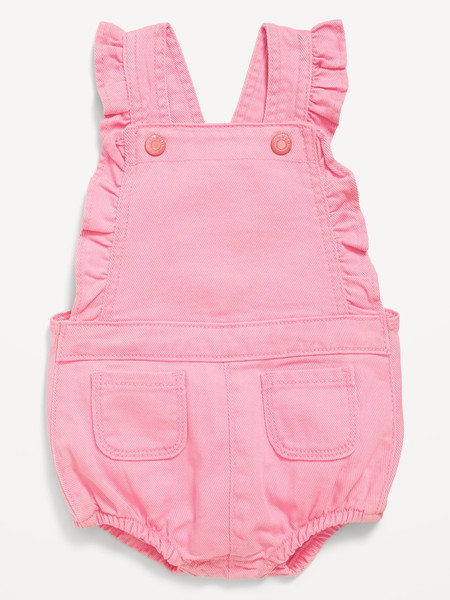 Ruffle-Trim Twill Pocket Shortalls for Baby | Old Navy (US)