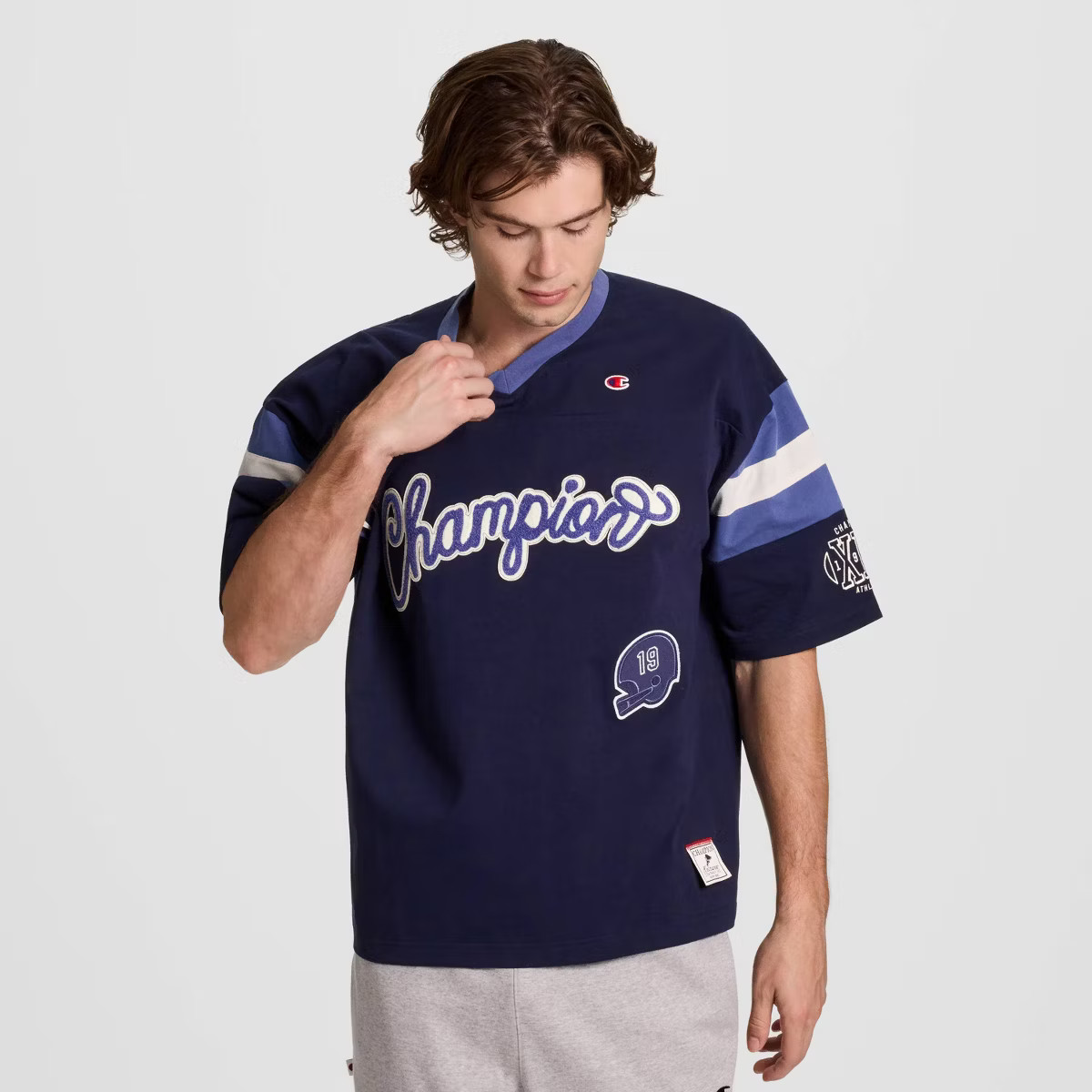 Champion Men's V-Neck Varsity Jersey - Navy | Target