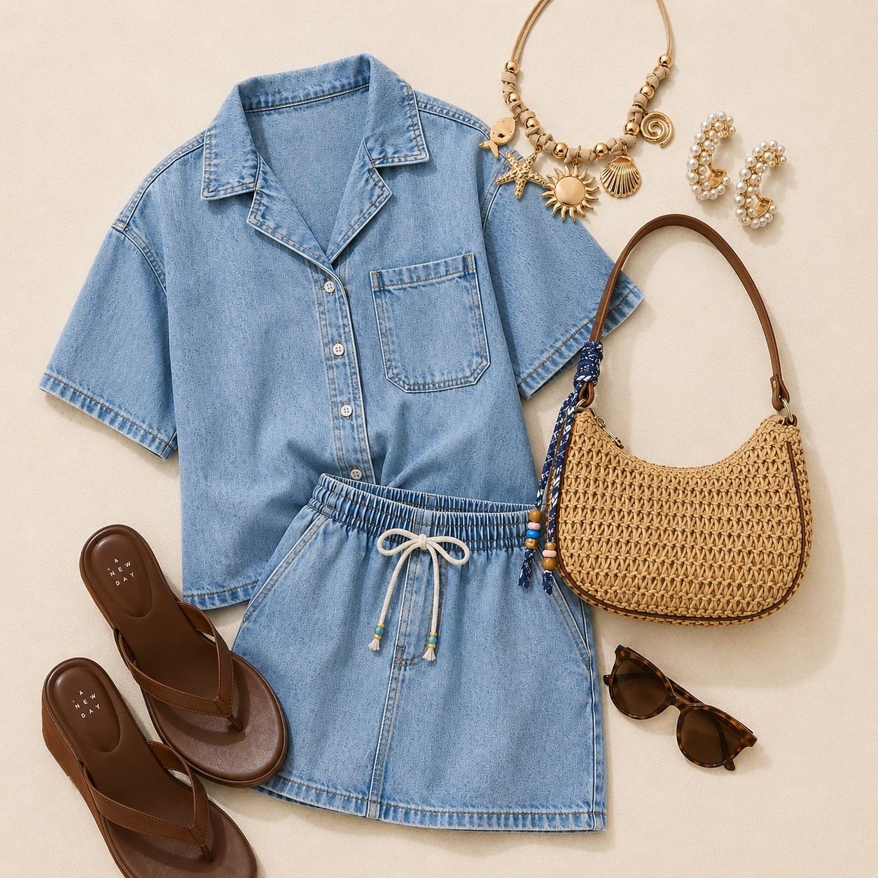 Love this new arrivals denim matching set !

Perfect for a girls summer brunch and can easily mix and match!

with woven accessories, comfy sandals, and beachy jewelry for a look you’ll wear on repeat all summer long.

#LTKootd #LTKgrwm #LTKSeasonal