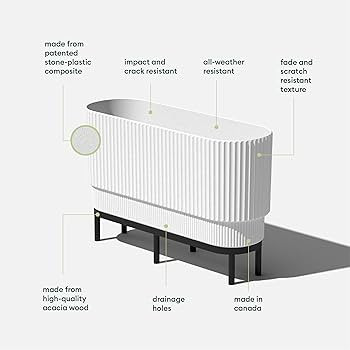 Veradek Demi Series Raised Long Planter for Indoor/Outdoor Use | Made from Plastic & Stone w/Wood... | Amazon (CA)