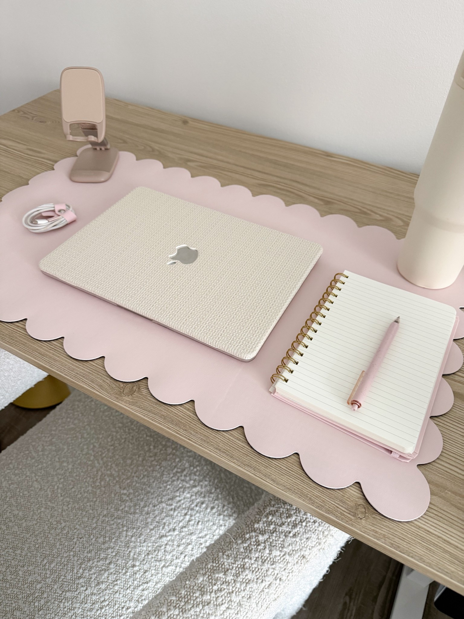 The cutest $10 scalloped desk mat! I love this new addition to my office ☺️

Target finds, MacBook cover, hydrojug, travel phone stand, cord organizer, notebook, pink office, valentines, spring home refresh, standing desk, boucle chair, fancythingsblog 

#LTKHome #LTKFindsUnder50 #LTKFindsUnder100