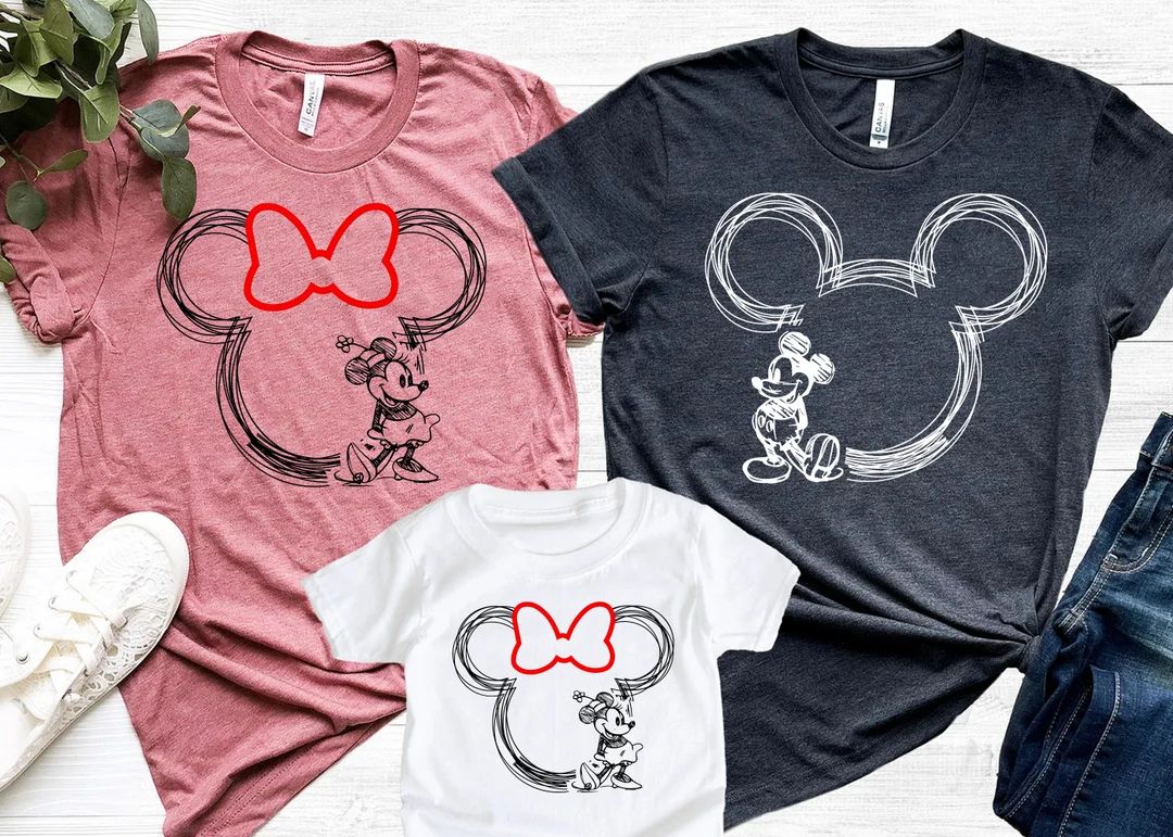 Disneyland mickey and minnie red bow personalized Shirt, Matching Family Retro shirt, Minnie and ... | Etsy (US)