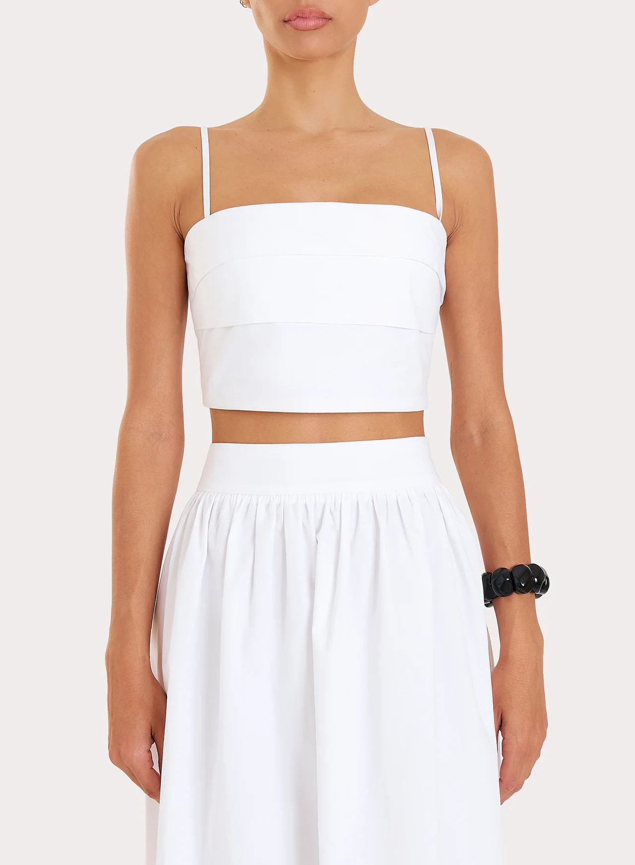 Women's White Cotton Cami Pleated Crop Top | Marina | 4th & Reckless | 4th & Reckless