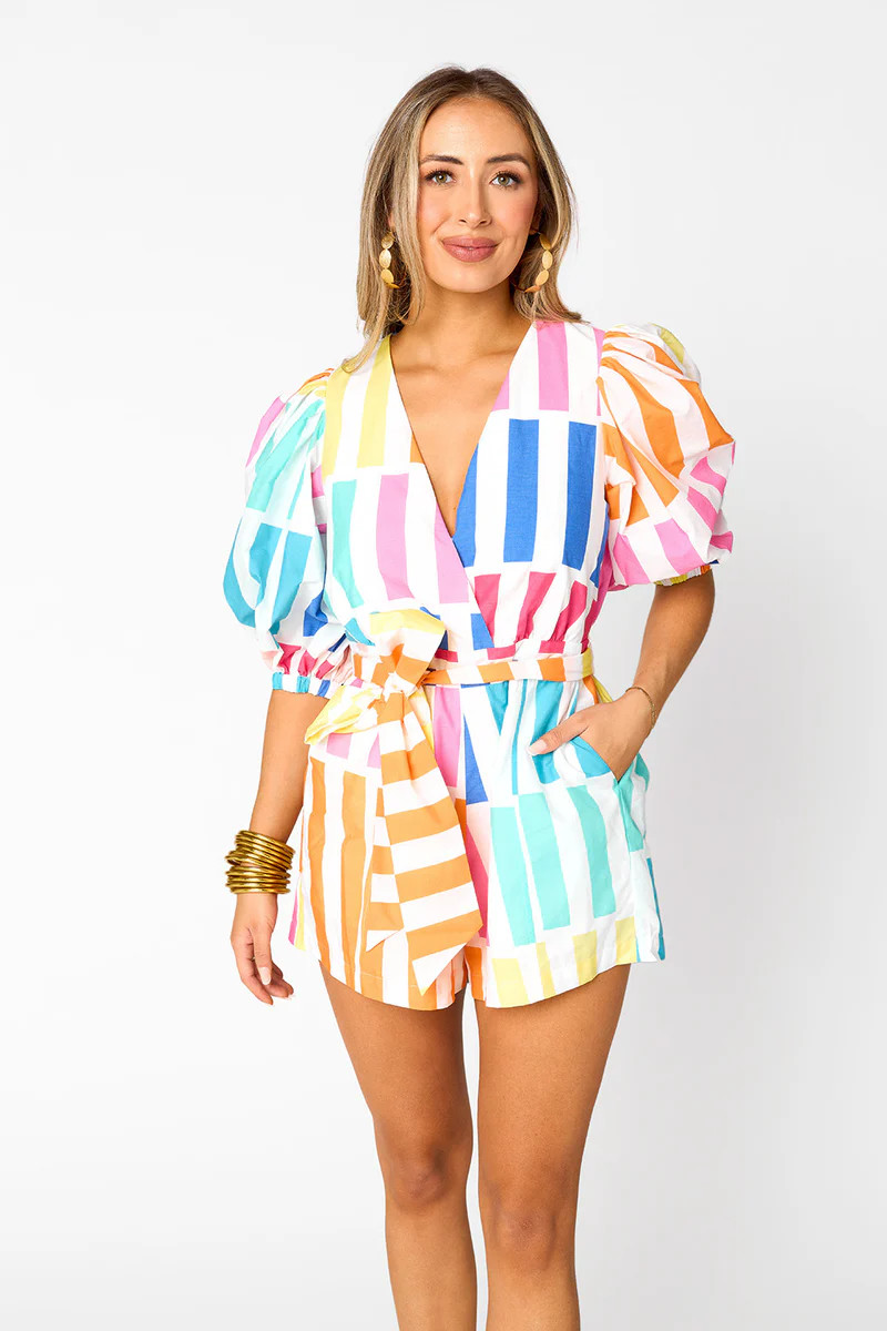 Julia Short Sleeve Romper - Newport (PRE-SALE) | BuddyLove