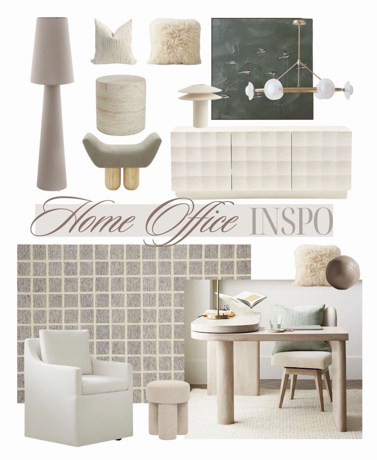 Curated neutral home office finds ✨🤍

——

Home office, WFH, design inspo, office furniture, office design, office rug, neutral rug, moody art, wall art, L-shaped desk, L-shaped table, office desk, desk chair, office chair, upholstered chair, ottoman

#LTKcasa