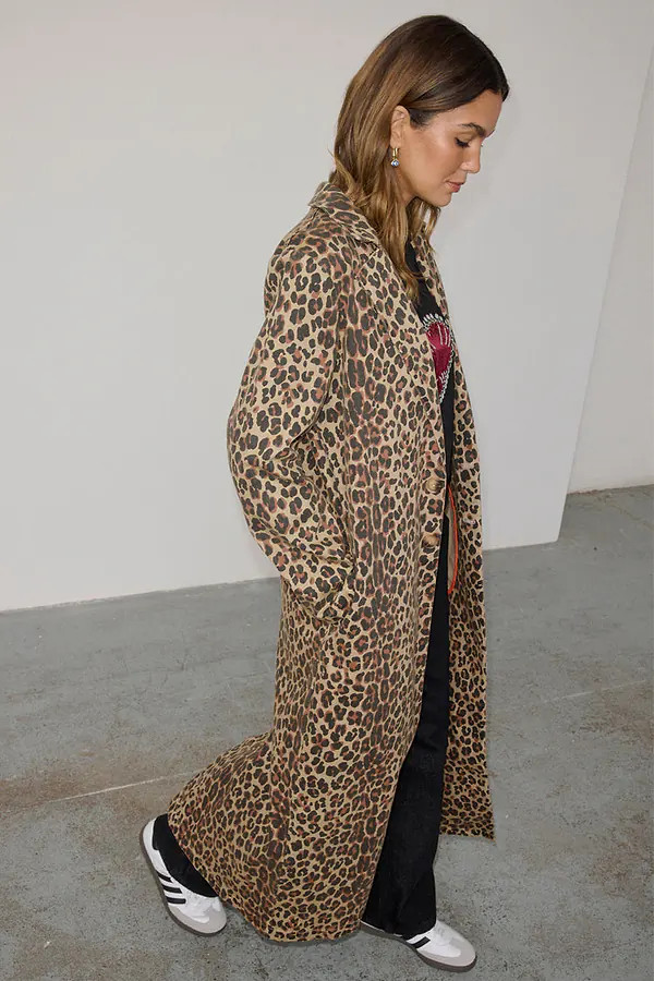 Lucia Leopard Denim 55 Coat | Never Fully Dressed (UK & IE)