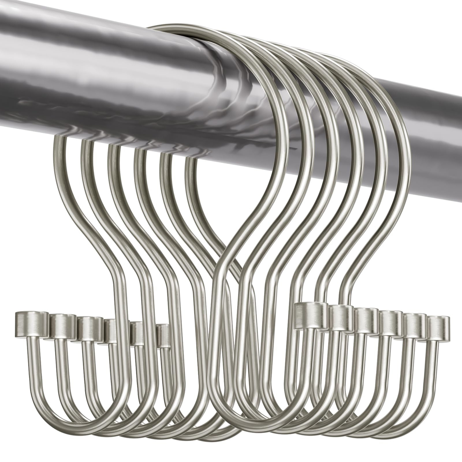 Amazon.com: Bathway Shower Curtain Hooks Nickel Shower Curtain Rings with Cylindrical Design, 12Pcs Metal Shower Curtain Hooks Rust Proof, Smooth Glide Double Shower Hooks Rings for Shower Curtain : Home & Kitchen | Amazon (US)