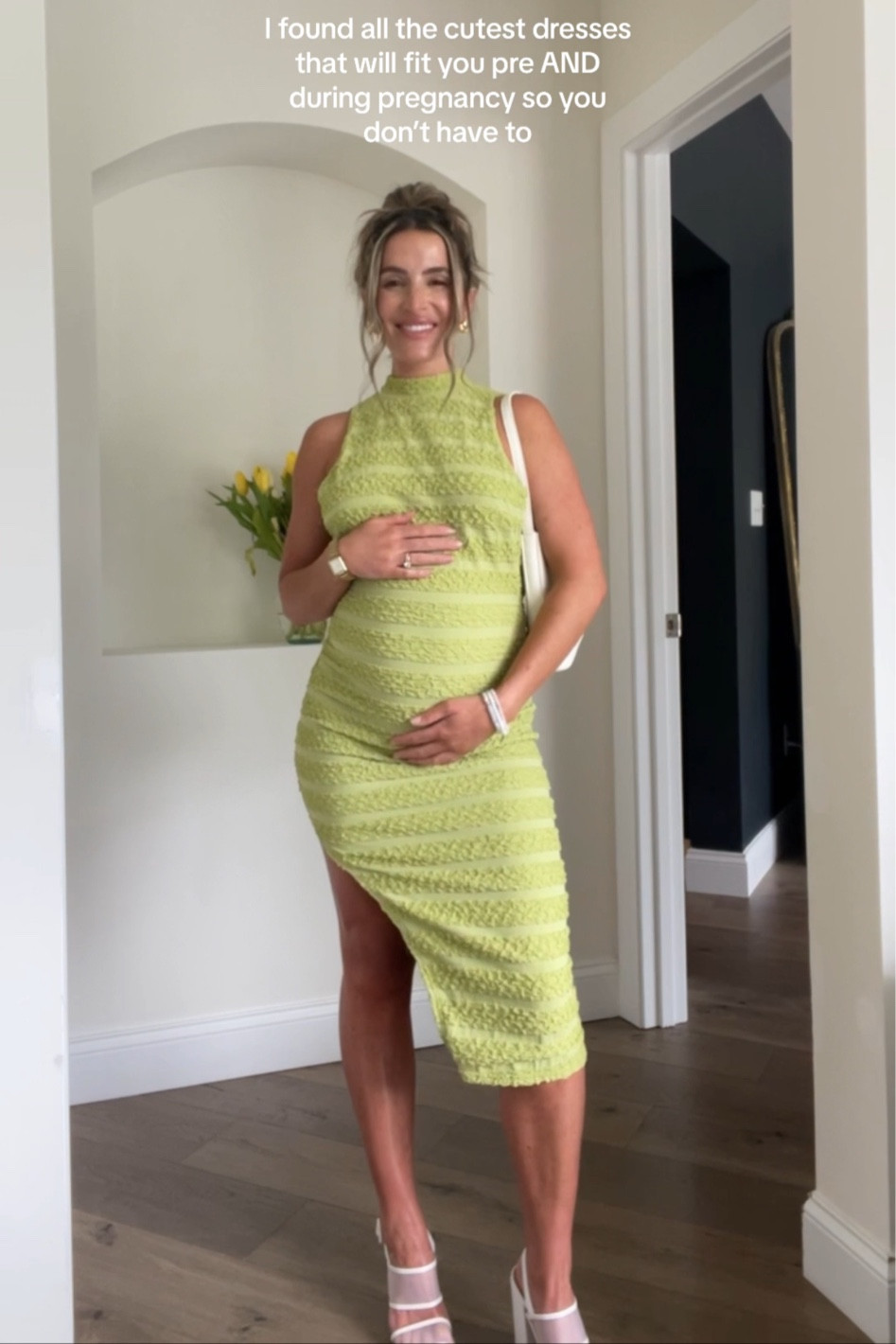 white christmas dresses Ingrid & Isabel Printed Mock Neck Maternity Dress Black and White Dot main image 1