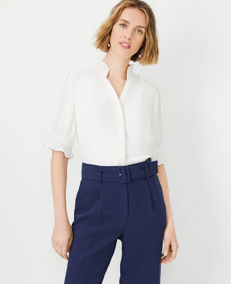 Ruffle Button Top | Ann Taylor (US)