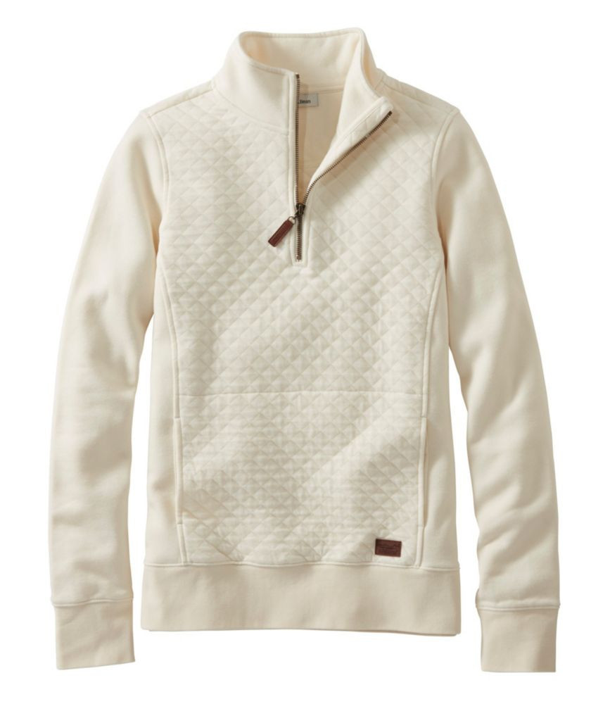 Women's Quilted Quarter-Zip Pullover Cream 2X, Cotton Polyester L. L.Bean | L.L. Bean