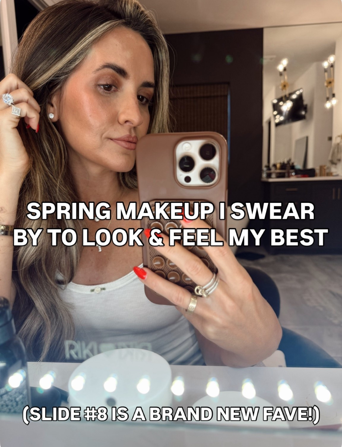 I’m sharing the spring makeup I swear by to look and feel my best as a 40 year old mom ✨ These are the products I’m actually using right now (and loving!) — my ride or die staples plus a few newer favorites that have earned a spot in my routine. 

Cream Eyeshadow - chestnut
Concealer - 6N 
Bronzing stick - harmony 
Blush palette - She goes to the gym 
Bronzer - shade 2 
Eyeliner - soft brown
Mascara - black 
Highlighter - flaunt 
Lip liner - wherever walnut 
Lipstick - Pillowtalk
Gloss - George 
Lip stain - muahve


#LTKBeauty