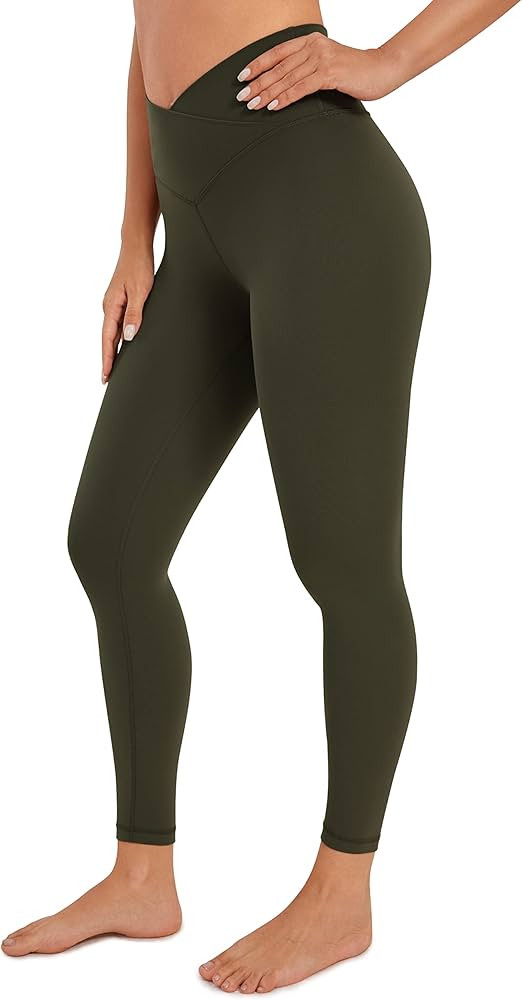 CRZ YOGA Womens Butterluxe Cross Waist Workout Leggings 25 Inches - V Crossover High Waisted Gym ... | Amazon (US)