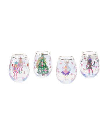 4Pk Christmas Story Stemless Hand Painted Glasses | TJ Maxx