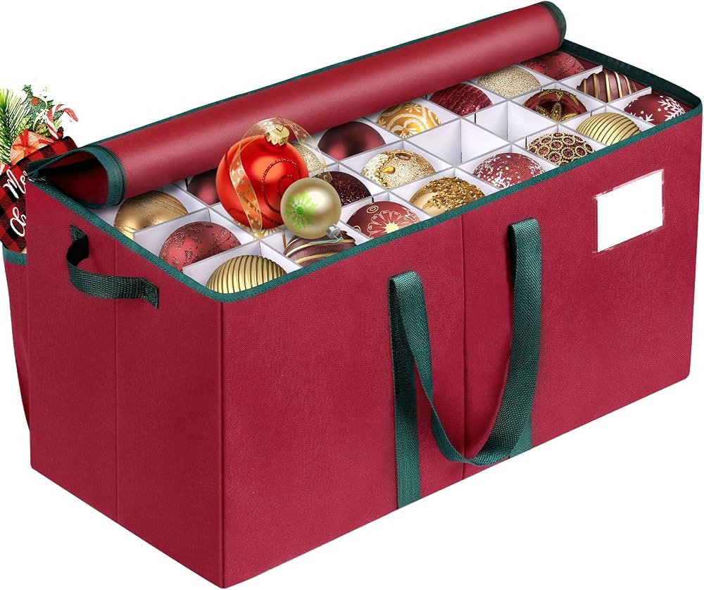 Christmas Ornament Storage Box, Store Up to 128 Ornaments, Durable Christmas Storage Container, D... | Amazon (US)